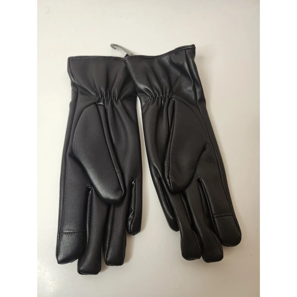 Womens Medium-sized  Leather Gloves With Bow